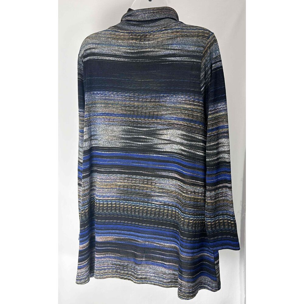 Drapers & Damons Womens Gray Blue Striped Long‎ Sleeve Cowl Neck Tunic Top Small - Picture 3 of 6